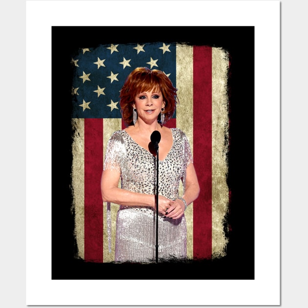 Vintage American Flag Reba McEntire Singer Legend Wall Art by Vapool